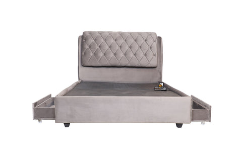 E-Furniture | LoftSpace King Size Bed with Side Storage, Slate Gray