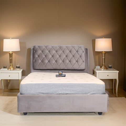 E-Furniture | LoftSpace King Size Bed with Side Storage, Slate Gray