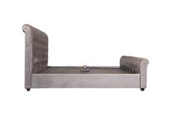 E-Furniture | Nimbus Queen size Bed with Sleek Headboard without storage, Mist Gray