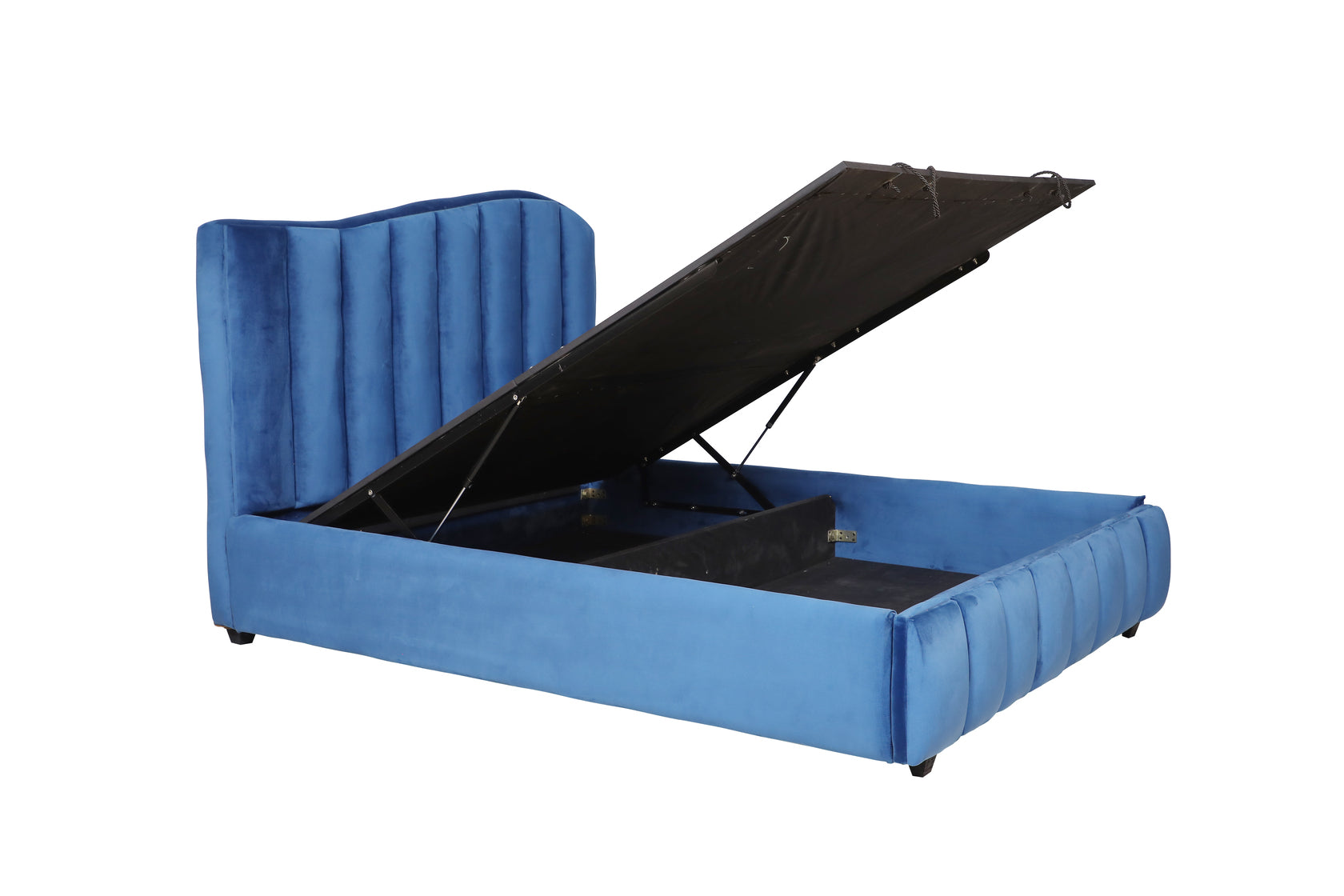 E-Furniture | Celestial King Size Bed with Hydraulic Storage, Sky Blue