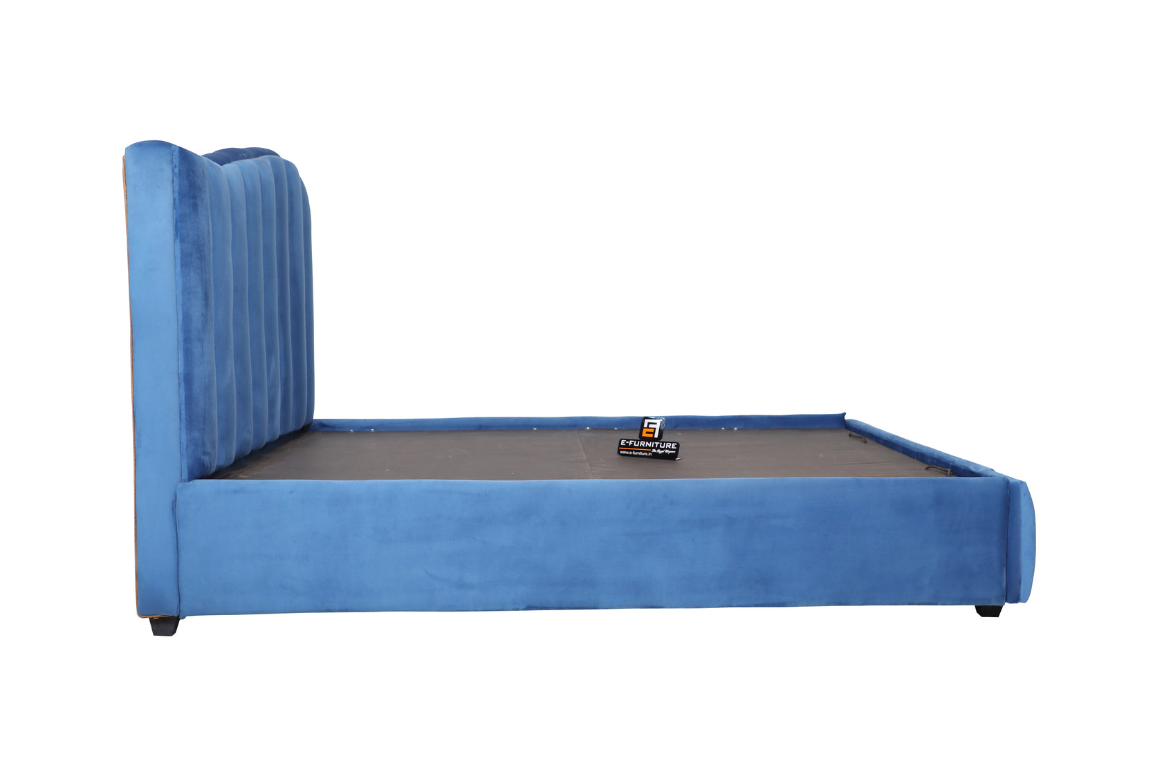 E-Furniture | Celestial King Size Bed with Hydraulic Storage, Sky Blue