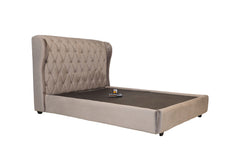 E-Furniture | Tranquility King Size Bed with Tufted Headboard, Stone Gray