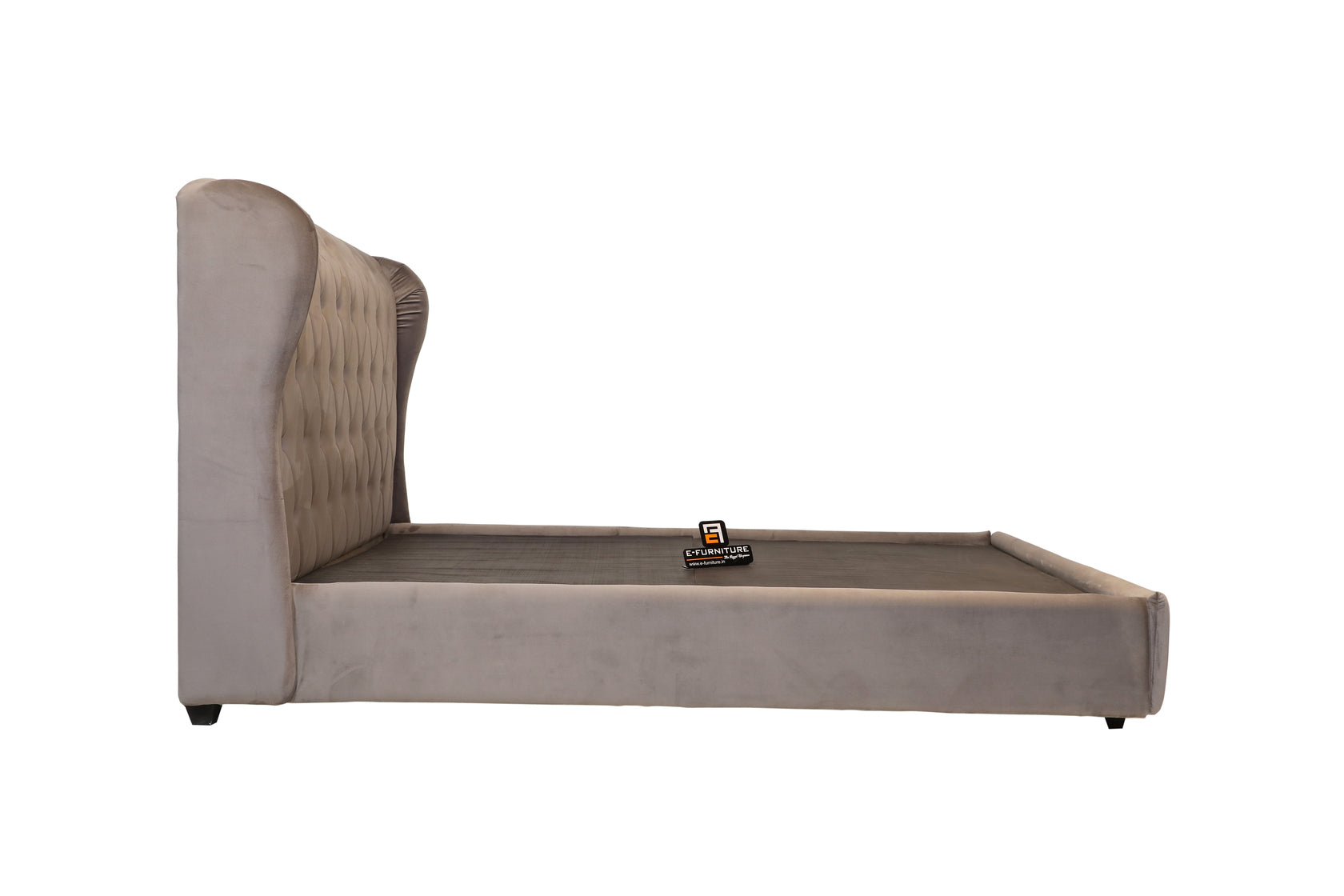 E-Furniture | Tranquility King Size Bed with Tufted Headboard, Stone Gray