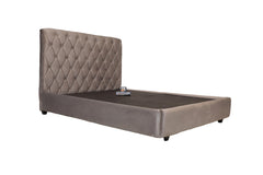 E-Furniture | Serenity King Size Upholstered Bed, Compact Design, Grey Color