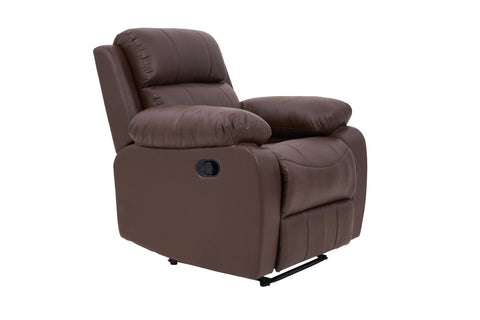 E-Furniture choco recliner single seater manual in brown color leatherette - E-FURNITURE