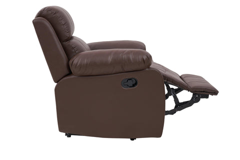 E-Furniture choco recliner single seater manual in brown color leatherette - E-FURNITURE