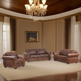 E-Furniture Fig  3+2+1 Sofa Pack In Dark Brown in letherette finish