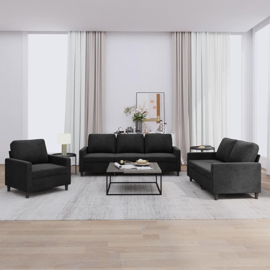 E-Furniture Glimmer Noir 3+2+1 Sofa Pack In Dark Grey Colour