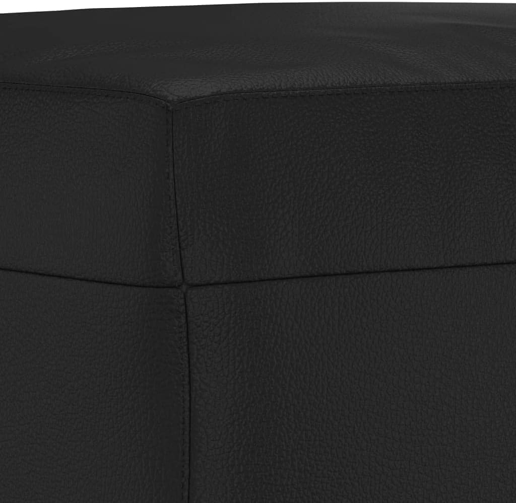 E-Furniture Obsidian Noir 3+2, Ottoman Sofa Pack In Black Colour Leatherette