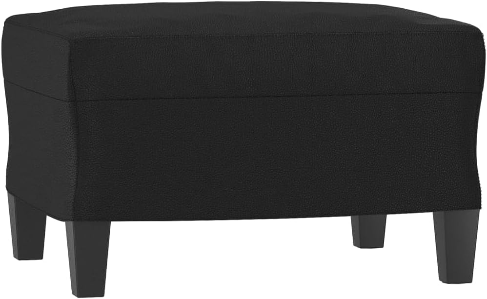 E-Furniture Obsidian Noir 3+2, Ottoman Sofa Pack In Black Colour Leatherette