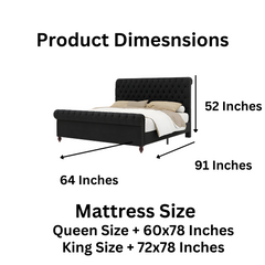 E-Furniture RegalRest Queen Size Non Storage Upholstered Bed In Dark Grey Color