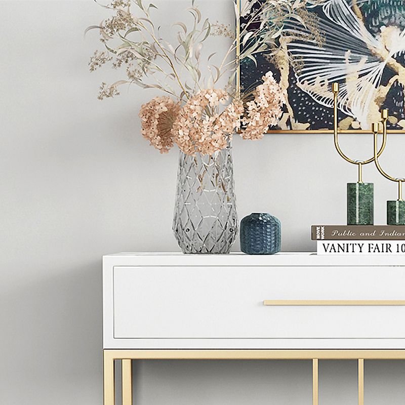 E-Furniture Rome Console Table glossy white and gold