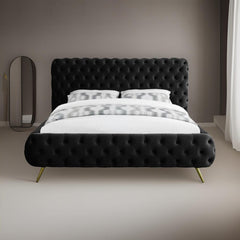 E-Furniture Atlanta King Size Non Storage Upholstered Bed In Black Color - E-FURNITURE