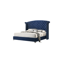 E-FURNITURE Munich King Size Without Storage Upholstered Bed In Teal Color - E-FURNITURE