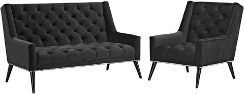 E-Furniture Midnight Luxe 3+2 Sofa Pack In Black Colour