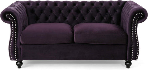 E-FURNITURE Kennedy 3 Seater Couch Velvet Finish In MultiColour - E-FURNITURE