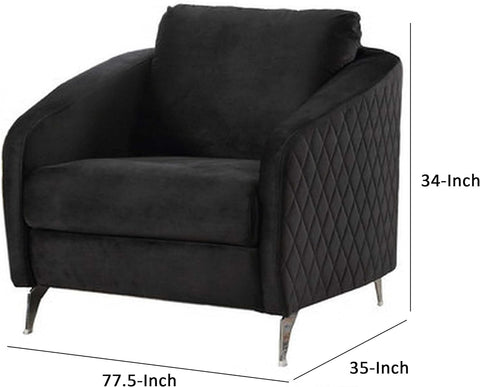 E-Furniture Eleganza 3+2+1 Sofa Pack In Black Color