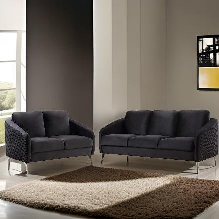 E-Furniture Eleganza 3+2 Sofa Pack In Black Color