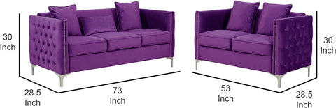 E-Furniture Zenith 3+2 Sofa Pack In Purple Colour