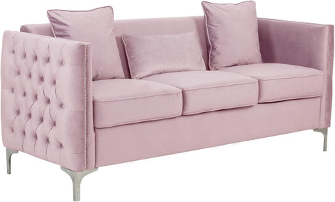 E-Furniture Velvita 3+2 Sofa Pack In Baby Pink Color