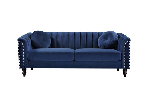 E-FURNITURE Luther 3 seater couch velvet Finish In Grey Colour Grey