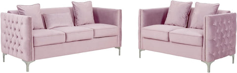 E-Furniture Velvita 3+2 Sofa Pack In Baby Pink Color