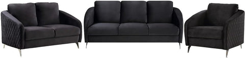 E-Furniture Eleganza 3+2+1 Sofa Pack In Black Color