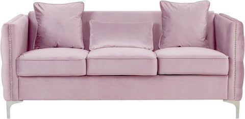 E-Furniture Velvita 3+2 Sofa Pack In Baby Pink Color