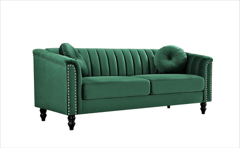 E-FURNITURE Luther 3 seater couch velvet Finish In Grey Colour Grey