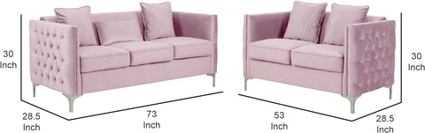 E-Furniture Velvita 3+2 Sofa Pack In Baby Pink Color