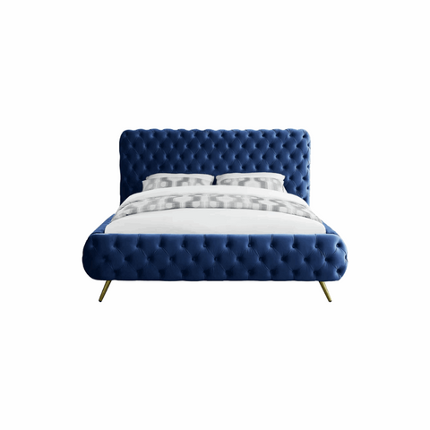 E-Furniture Atlanta King Size Non Storage Upholstered Bed In Light Blue Color - E-FURNITURE