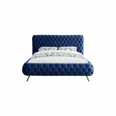 E-Furniture Atlanta Queen Size Non Storage Upholstered Bed In Light Blue Color - E-FURNITURE