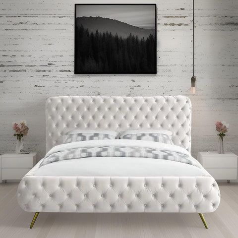 E-Furniture Atlanta King Size Non Storage Upholstered Bed In Light Grey Color - E-FURNITURE