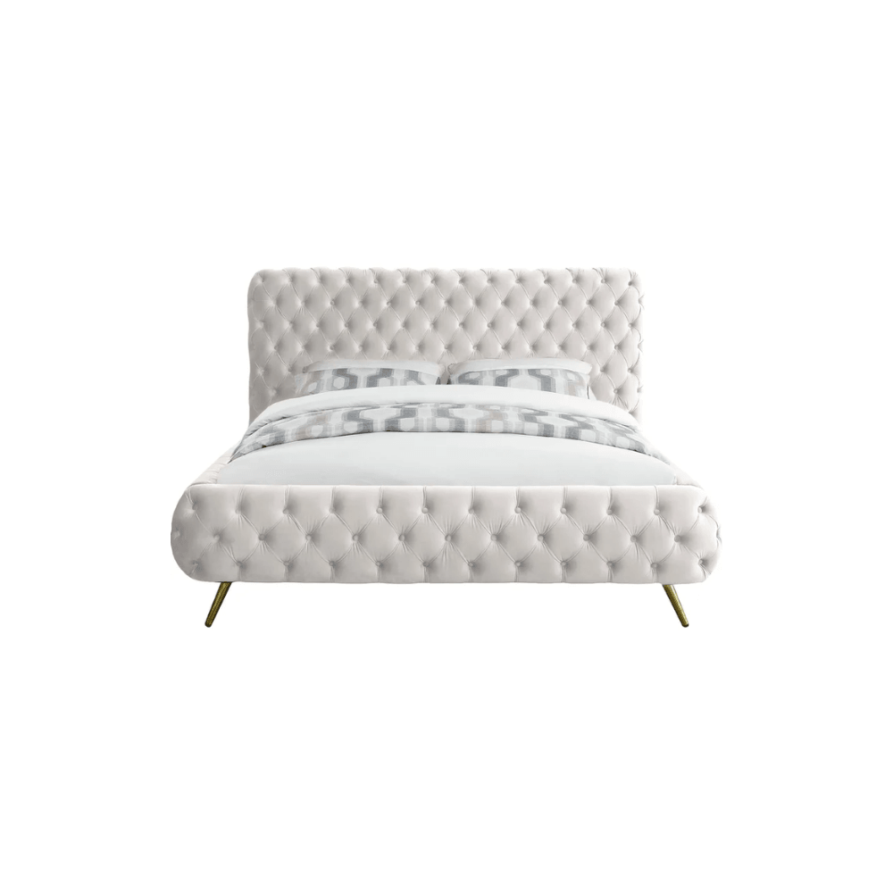 E-Furniture Atlanta Queen Size Non Storage Upholstered Bed In Light Grey Color - E-FURNITURE