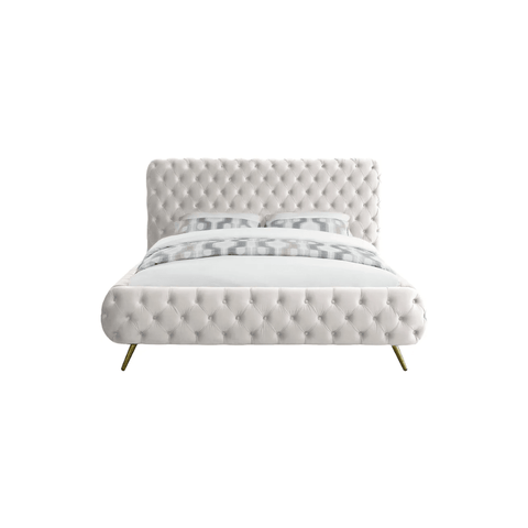 E-Furniture Atlanta Queen Size Non Storage Upholstered Bed In Light Grey Color - E-FURNITURE