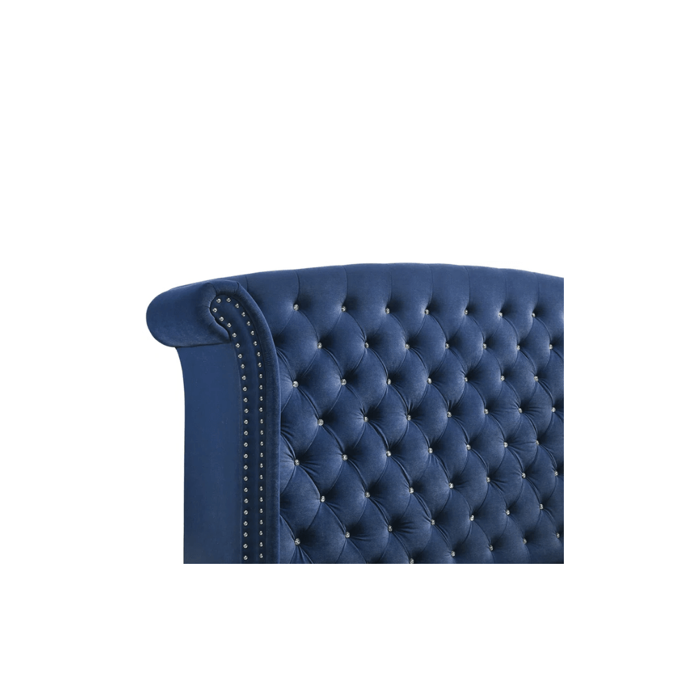 E-FURNITURE Munich King Size Without Storage Upholstered Bed In Teal Color - E-FURNITURE