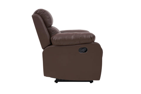 E-Furniture choco recliner single seater manual in brown color leatherette - E-FURNITURE