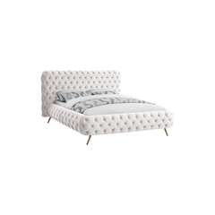 E-Furniture Atlanta Queen Size Non Storage Upholstered Bed In Light Grey Color - E-FURNITURE
