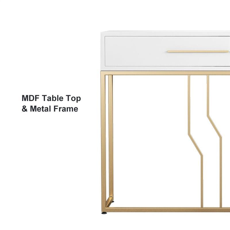 E-Furniture Rome Console Table glossy white and gold