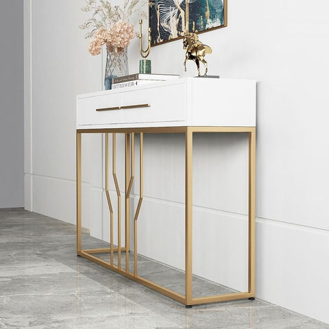 E-Furniture Rome Console Table glossy black and gold