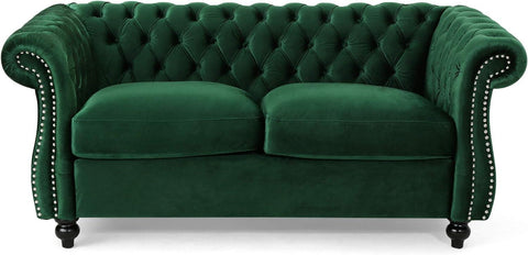 E-FURNITURE Kennedy 3 Seater Couch Velvet Finish In MultiColour - E-FURNITURE