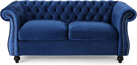 E-FURNITURE Kennedy 3 Seater Couch Velvet Finish In MultiColour - E-FURNITURE