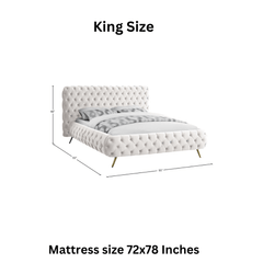 E-Furniture Atlanta King Size Non Storage Upholstered Bed In Light Grey Color - E-FURNITURE