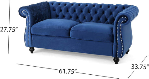 E-FURNITURE Kennedy 3 Seater Couch Velvet Finish In MultiColour - E-FURNITURE