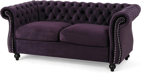 E-FURNITURE Kennedy 3 Seater Couch Velvet Finish In MultiColour - E-FURNITURE