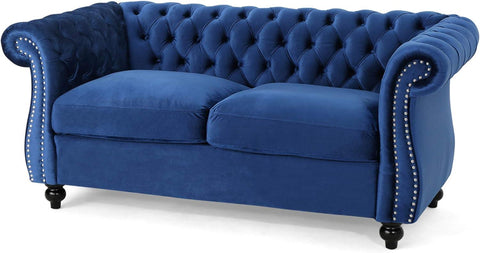 E-FURNITURE Kennedy 3 Seater Couch Velvet Finish In MultiColour - E-FURNITURE