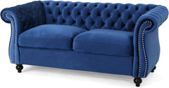 E-FURNITURE Kennedy 3 Seater Couch Velvet Finish In MultiColour - E-FURNITURE
