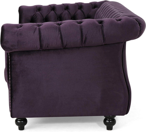 E-FURNITURE Kennedy 3 Seater Couch Velvet Finish In MultiColour - E-FURNITURE