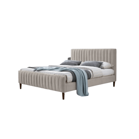 E-Furniture Spain King Size Non Storage Upholstered Bed In Light Grey Color - E-FURNITURE