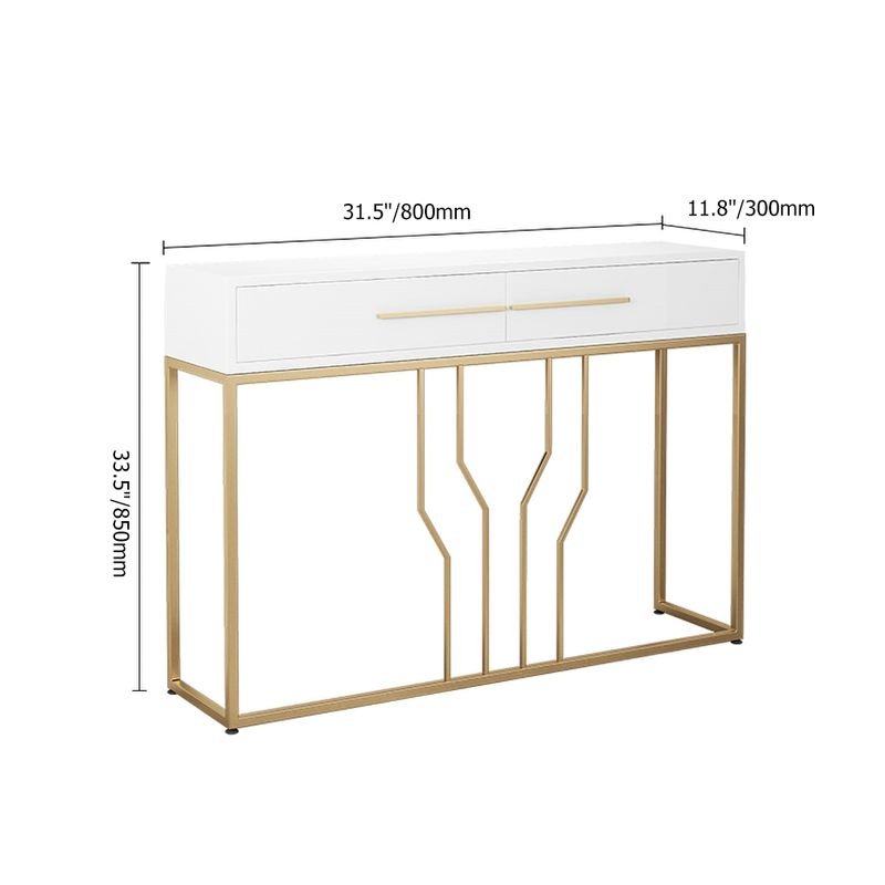 E-Furniture Rome Console Table glossy white and gold